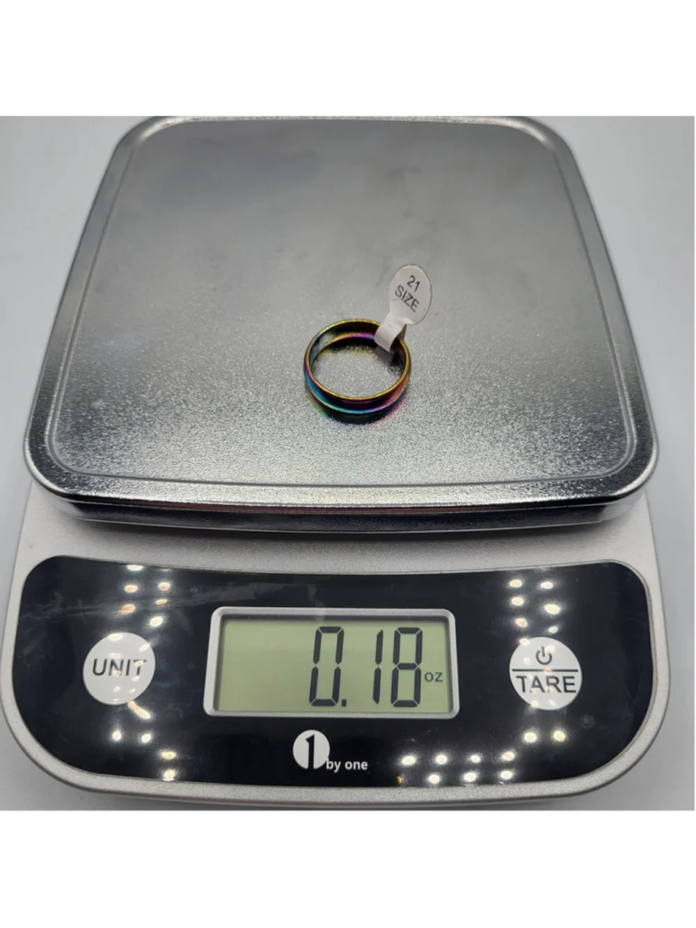 Men's US Size 11.75 Stainless Steel Rainbow Iridescent Band Ring – Unisex – NWOT